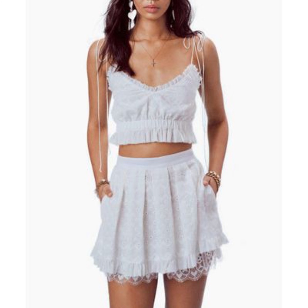 For Love and Lemons Lace Eyelet Mini Skirt